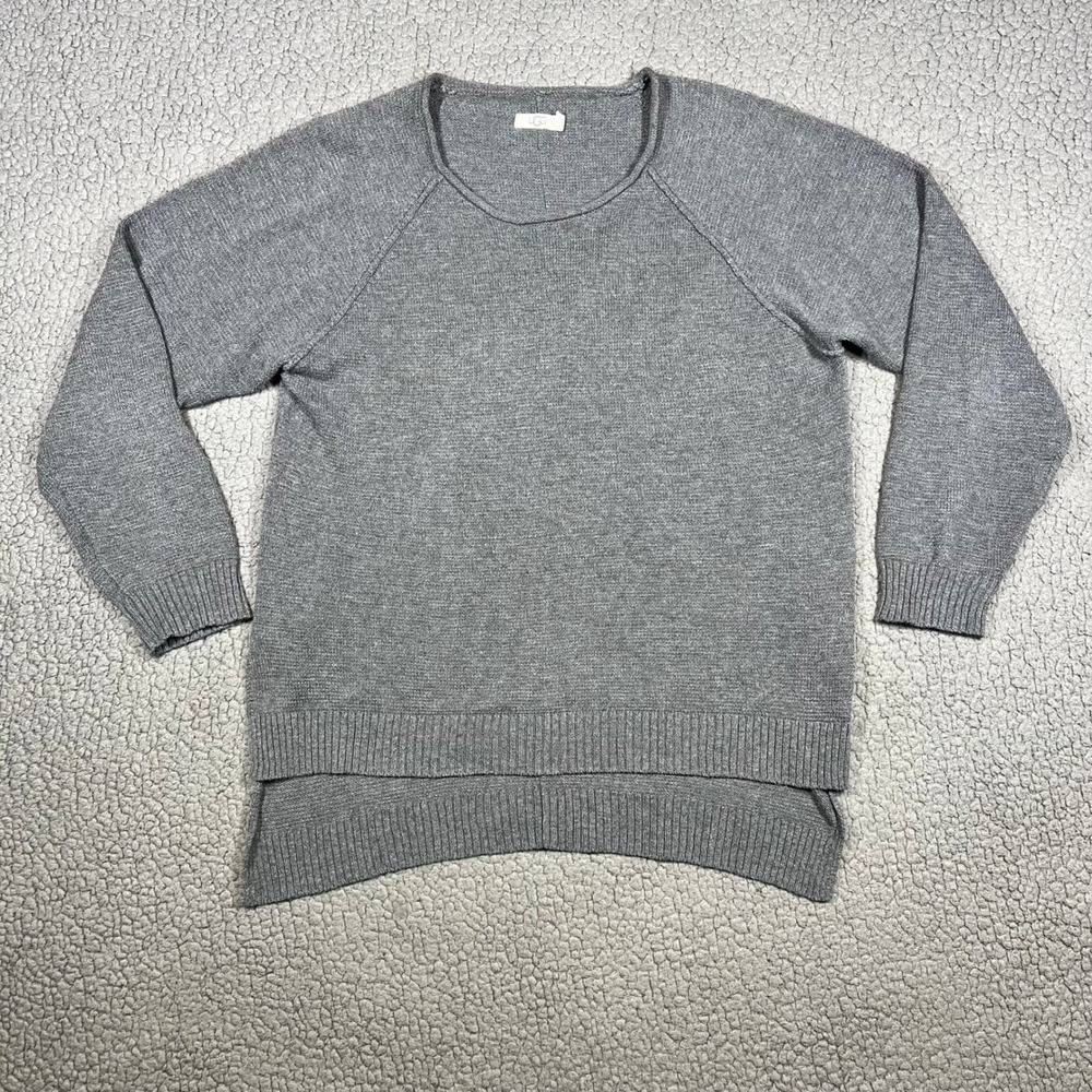 UGG‎ Knit Sweater Australia Raglan High Low Womens Medium Gray Cotton Blend